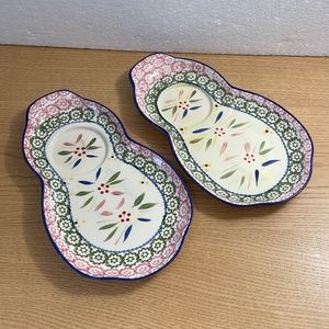 Temptations by Tara Sandwich Snack Plates Old World Confetti Pattern Set of 2